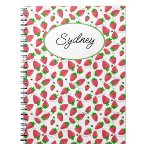 Cute Tossed Strawberries Bees Notebook