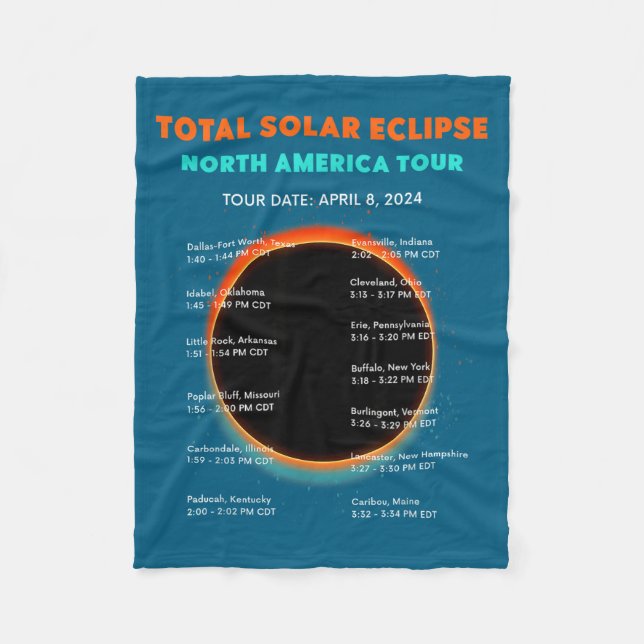 Cute Total Solar Eclipse April 8 Fleece Blanket (Front)