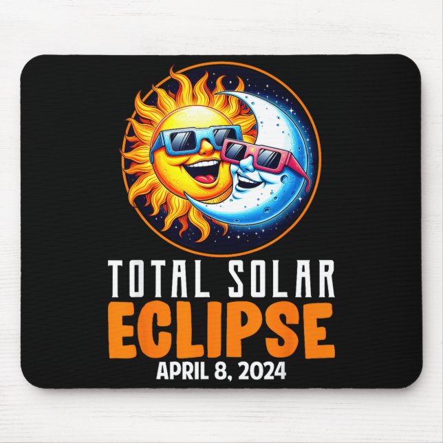 Cute Total Solar Eclipse April 8 Mouse Mat (Front)
