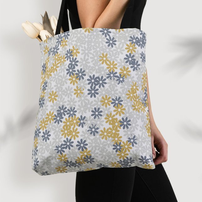 Cute Tote Bag Floral Purse With Daisies & Stripes (Creator Uploaded)
