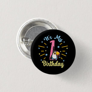 Cute Toucan 1st Birthday 1 Year Old Birth Girl 3 Cm Round Badge