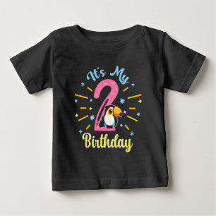 Cute Toucan 2nd Birthday 2 Year Old Birth Girl Baby T-Shirt