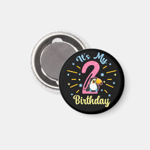 Cute Toucan 2nd Birthday 2 Year Old Birth Girl Magnet