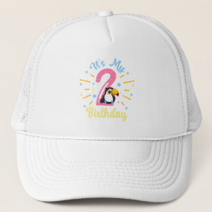 Cute Toucan 2nd Birthday 2 Year Old Birth Girl Trucker Hat