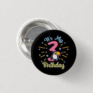 Cute Toucan 3rd Birthday 3 Year Old Birth Girl Cm Round Badge