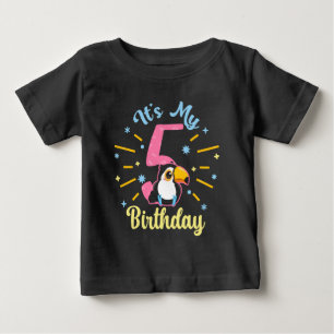 Cute Toucan 5th Birthday 5 Year Old Birth Girl Baby T-Shirt