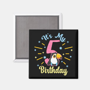 Cute Toucan 5th Birthday 5 Year Old Birth Girl Magnet