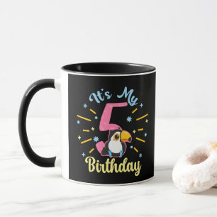 Cute Toucan 5th Birthday 5 Year Old Birth Girl Mug