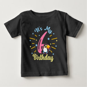 Cute Toucan 6th Birthday 6 Year Old Birth Girl Baby T-Shirt