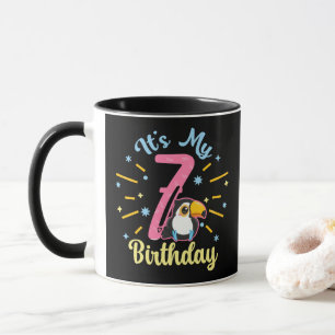Cute Toucan 7th Birthday 7 Year Old Birth Girl Mug