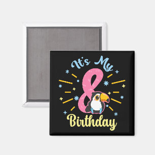 Cute Toucan 8th Birthday 8 Year Old Birth Girl Magnet