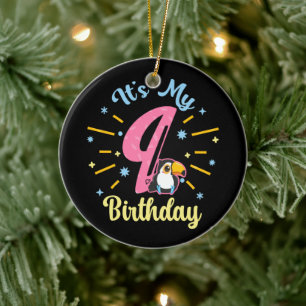 Cute Toucan 9th Birthday 89 Year Old Birth Girl Ceramic Tree Decoration