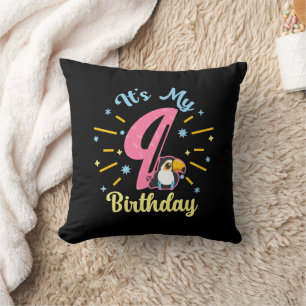 Cute Toucan 9th Birthday 89 Year Old Birth Girl Cushion