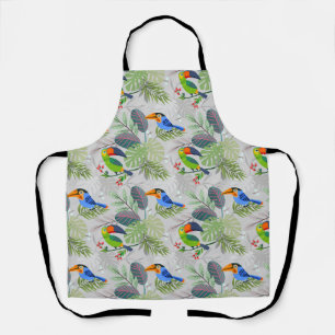 Cute Toucan bird, Everybirdy Pattern, Watercolors Apron
