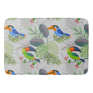 Cute Toucan bird, Everybirdy Pattern, Watercolors Bath Mat
