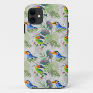 Cute Toucan bird, Everybirdy Pattern, Watercolors iPhone 11 Case