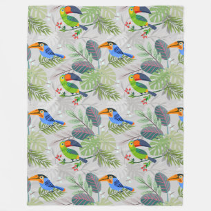 Cute Toucan bird, Everybirdy Pattern, Watercolors Fleece Blanket