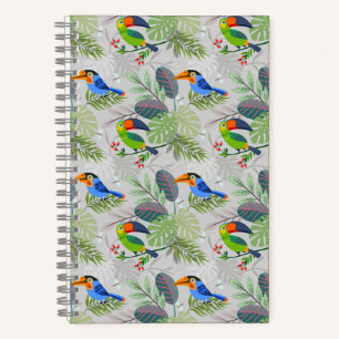 Cute Toucan bird, Everybirdy Pattern, Watercolors Notebook