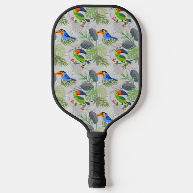 Cute Toucan bird, Everybirdy Pattern, Watercolors Pickleball Paddle (Front)