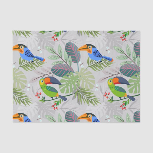 Cute Toucan bird, Everybirdy Pattern, Watercolors Tissue Paper (Front)