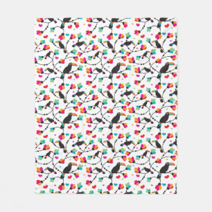cute toucan bird tropical illustration fleece blanket