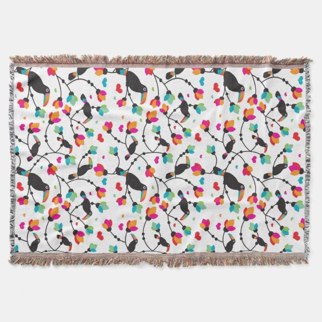 cute toucan bird tropical illustration throw blanket (Front)