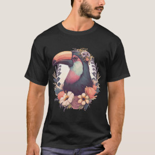 Cute Toucan Tropical Bird Flower Crown Jungle Bird T-Shirt