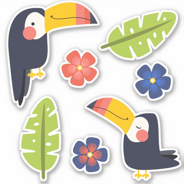 Cute Toucans Tropical Flowers (Front)