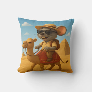 Cute Tourist Mouse on Camel | Egyptian Pyramids Sm Cushion