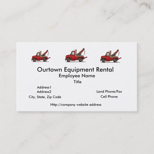 Cute Tow Truck Wrecker Business Card (Front)
