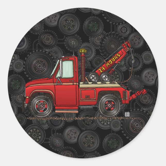 Cute Tow Truck Wrecker Classic Round Sticker (Front)
