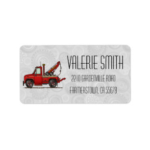 Cute Tow Truck Wrecker Label