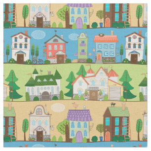 Cute Town Streets Fabric