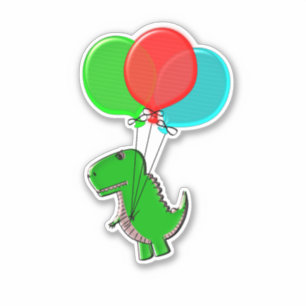 Cute Toy Dinosaur Flying With Balloons