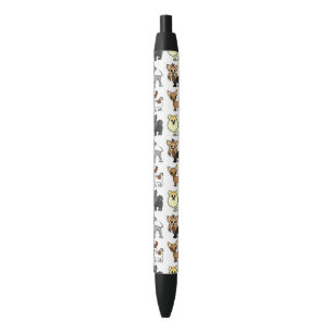 Cute Toy Dog Breed Pattern Black Ink Pen