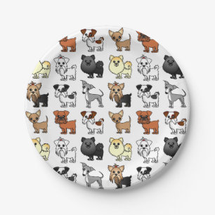 Cute Toy Dog Breed Pattern Paper Plate