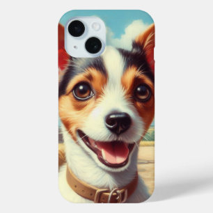 Cute Toy Fox Terrier Painting iPhone 15 Case