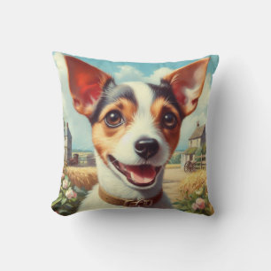 Cute Toy Fox Terrier Painting Cushion