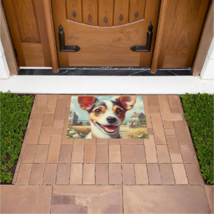 Cute Toy Fox Terrier Painting Doormat