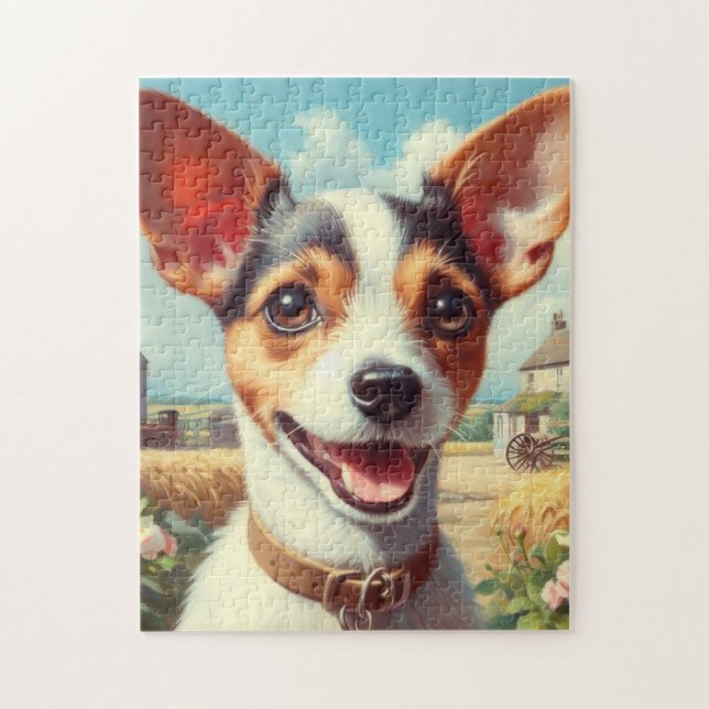 Cute Toy Fox Terrier Painting Jigsaw Puzzle (Vertical)