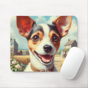 Cute Toy Fox Terrier Painting Mouse Mat