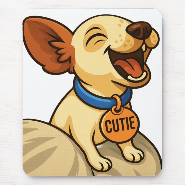 Cute Toy Fox Terrier Yawning Mouse Mat (Front)
