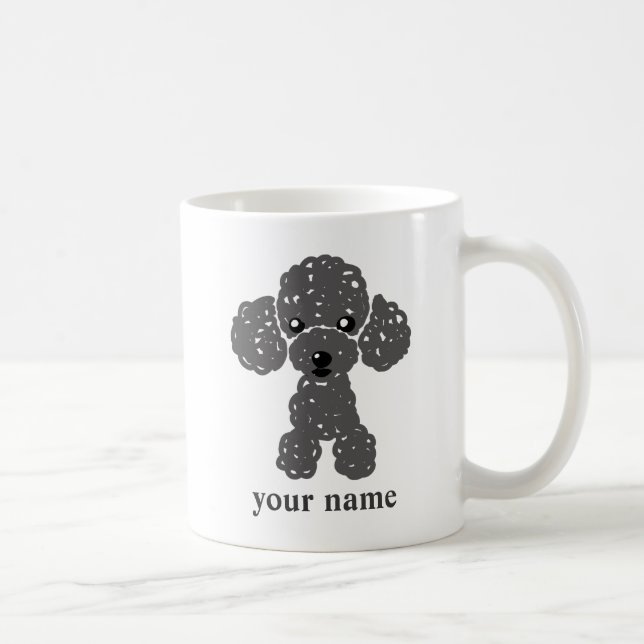 Cute Toy Poodle (Black) Name Box Coffee Mug (Right)