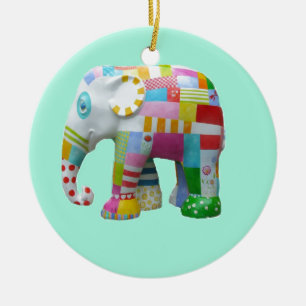 Cute toy retro elephant whimsical colourful ceramic tree decoration