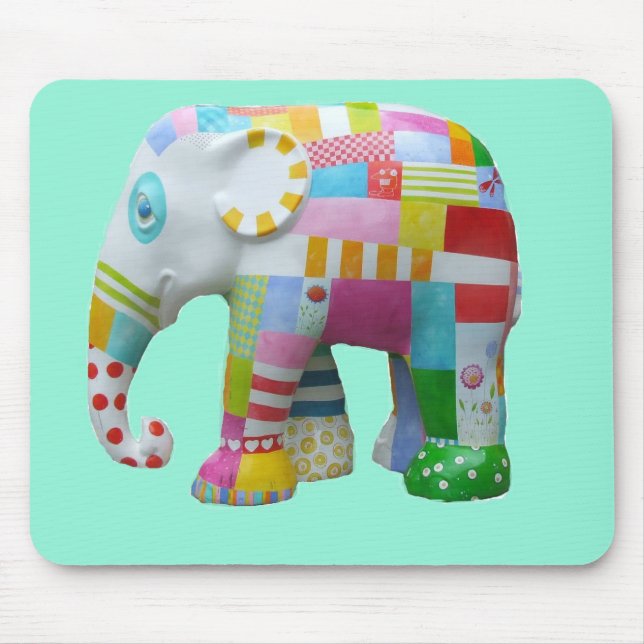 Cute toy retro elephant whimsical colourful mouse mat (Front)