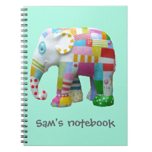 Cute toy retro elephant whimsical colourful notebook