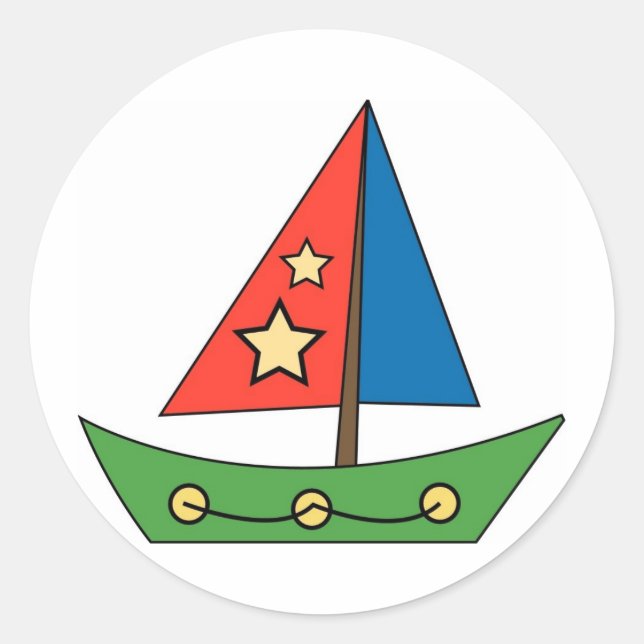 Cute Toy Sailboat Classic Round Sticker (Front)