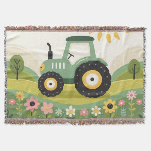 Cute, tractor/farm throw blanket