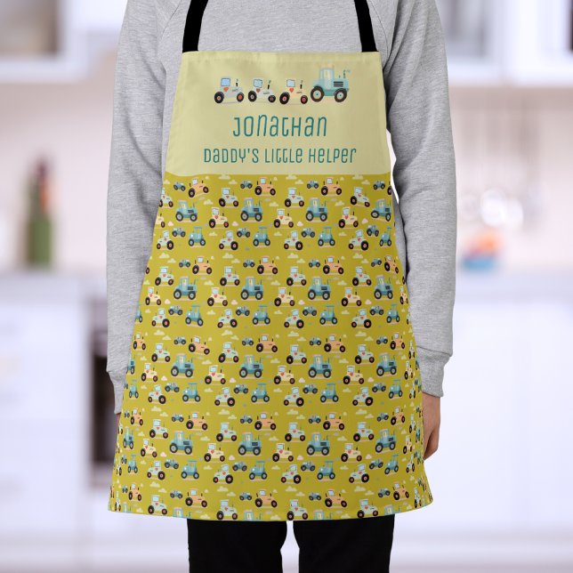Cute Tractor pattern toddler kids Apron (Creator Uploaded)