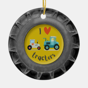 Cute tractor tire toddler kid photo Ornament